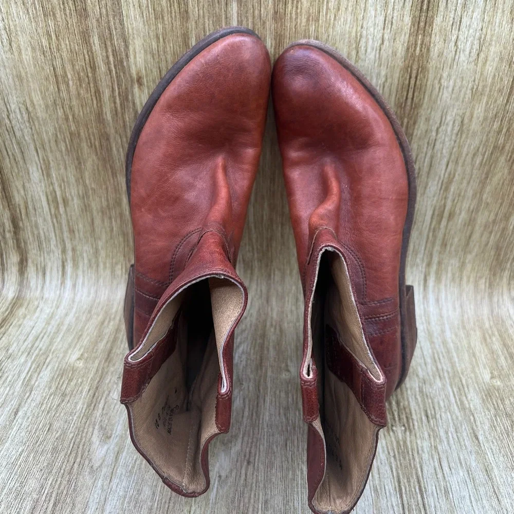 Frye Carson Tab Short Western Boots Women's Size 10 Cognac Brown Leather 76461